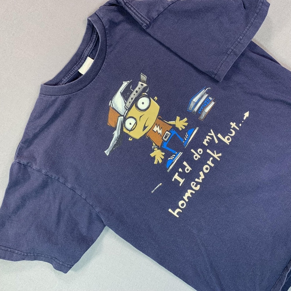 VTG Cygnus Shirt Mens XL (MD Fit) Blue Homework I'm Busy Video Game School Tee